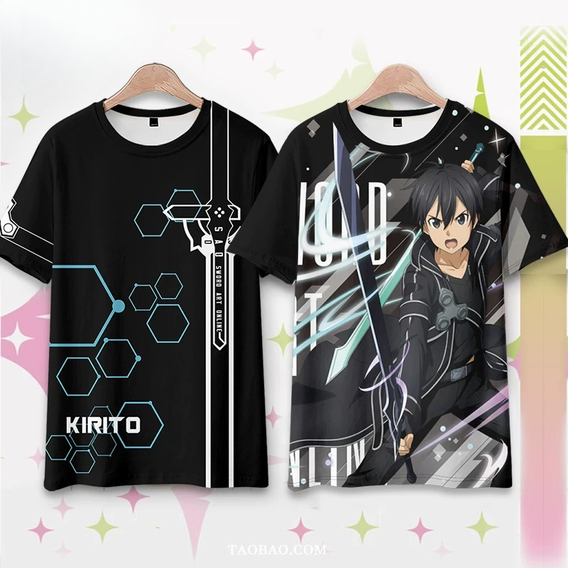 Sword Art Online Cape - تي شيرت كبير الحجم بطباعة ثلاثية